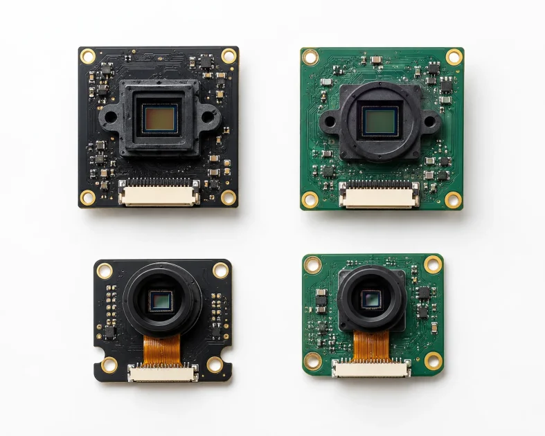Diagram showing different types of camera modules including USB, MIPI, and DVP on a PCB